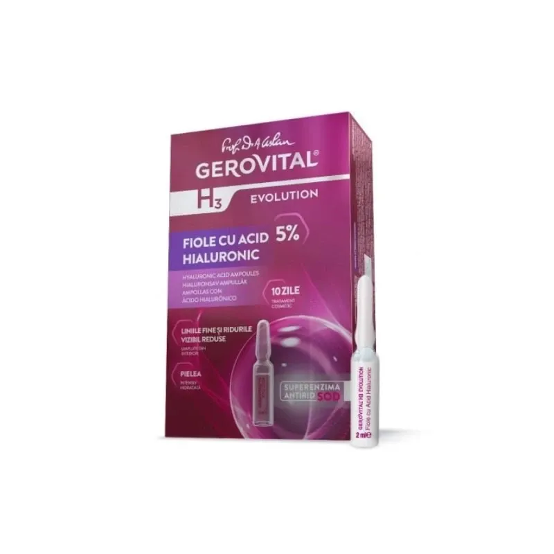 Gerovital H3 Evolution fiole cu acid hialuronic 5%