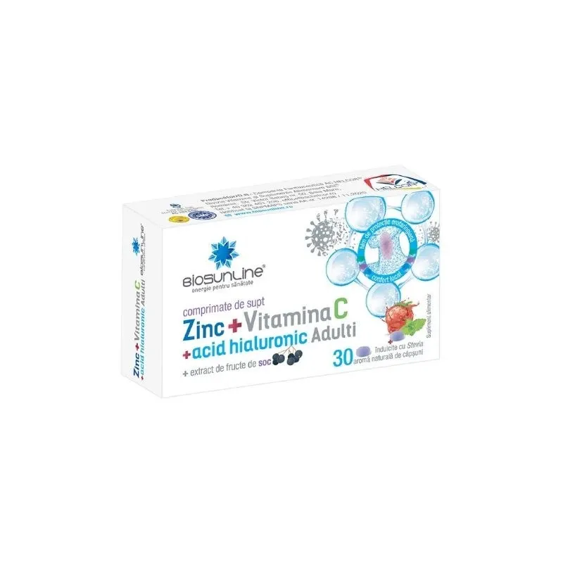 BioSunLine Zinc cu Vitamina C si Acid hialuronic ADULTI