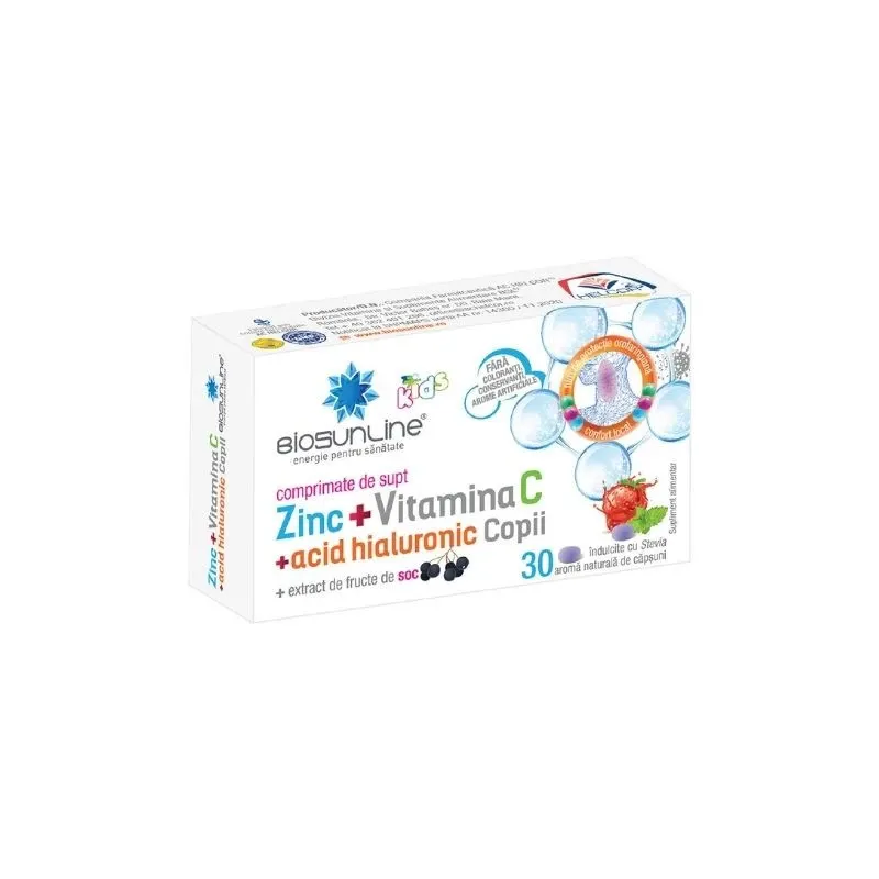 BioSunLine Zinc cu Vitamina C si Acid hialuronic COPII