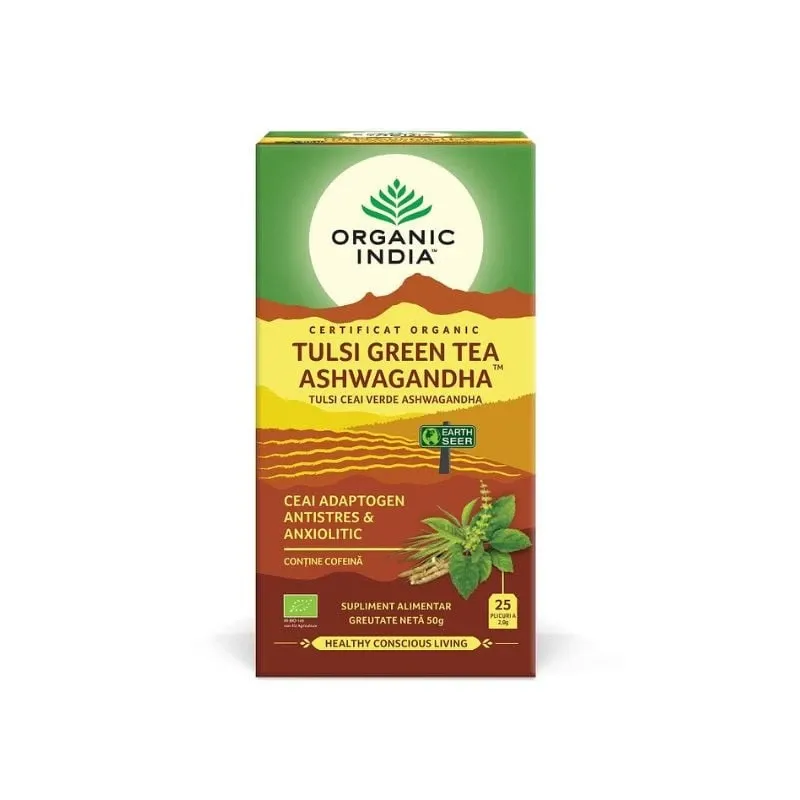 ORGANIC INDIA Ceai Tulsi Ashwagandha Ceai Verde
