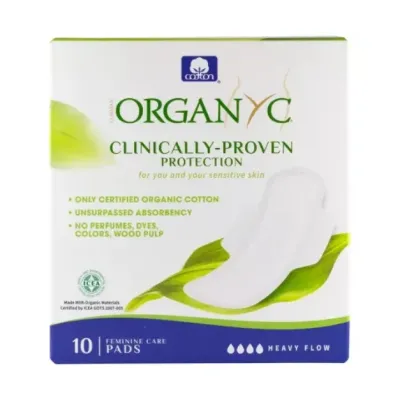 Absorbante intime din bumbac organic pentru noapte, 10 bucati, Organyc