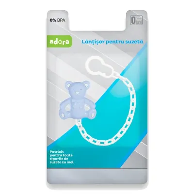 Lantisor pentru suzeta, ursulet bleu, 1 bucata, Adora 