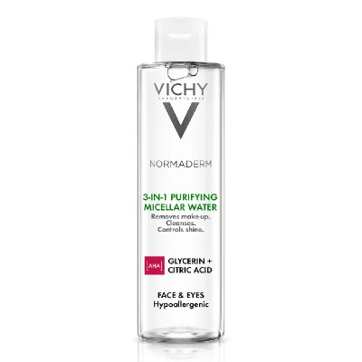 Apa micelara pentru demachiere ten sensibil, gras sau cu tendinta acneica Normaderm, 200 ml, Vichy 