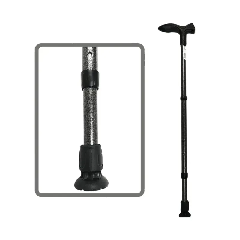 Baston reglabil cu tub de aluminiu si maner antialunecare Step Soft - Negru