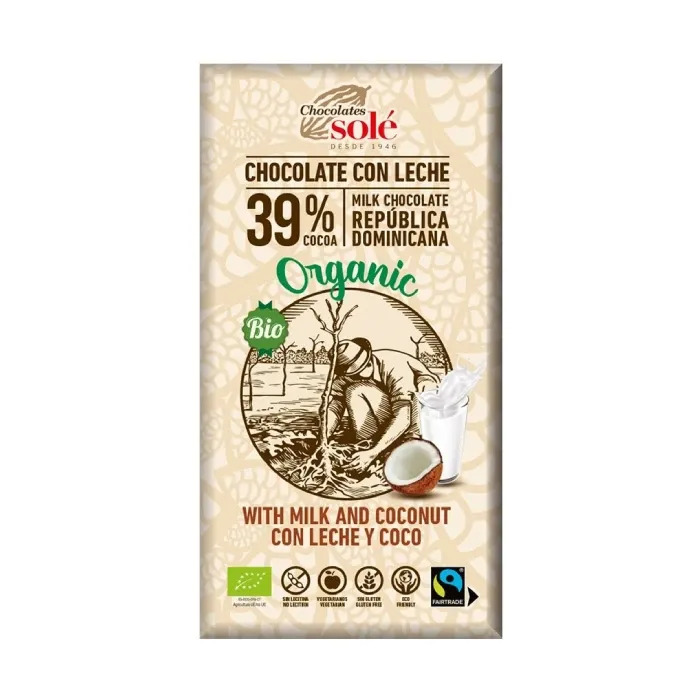 Ciocolata cu lapte si cocos Bio