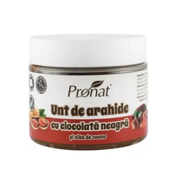 Crema de arahide cu ciocolata neagra si nibs de cacao
