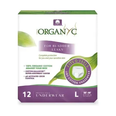 Lenjerie intima de protectie pentru incontinenta urinara, 12 bucati, marimea XL, Organyc