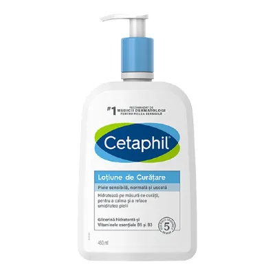 Lotiune de curatare pentru piele sensibila si uscata, 460 ml, Cetaphil 