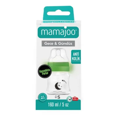 Biberon Night&Day, tetina anti-colici nr.1/S, 160 ml, 1 bucata, Mamajoo 