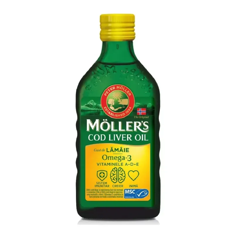Cod liver oil Omega 3 cu aroma de lamaie