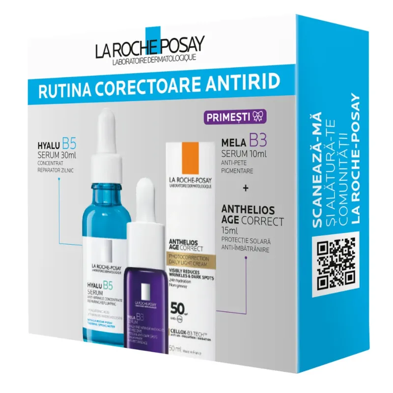 Pachet Hyalu B5 Serum 30ml + Mini Anthelios Age Correct 15ml + Mini Mela B3 Serum 10ml