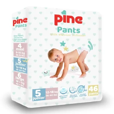 Scutece tip chilot Pants, 5 Junior, 12-18 kg, 46 bucati, Pine 