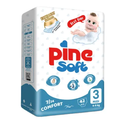 Scutece midi Soft, 4-9 kg, 42 bucati, PINE 