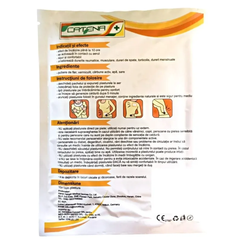 Plasture cu efect de incalzire 10 cm x 13 cm Catena