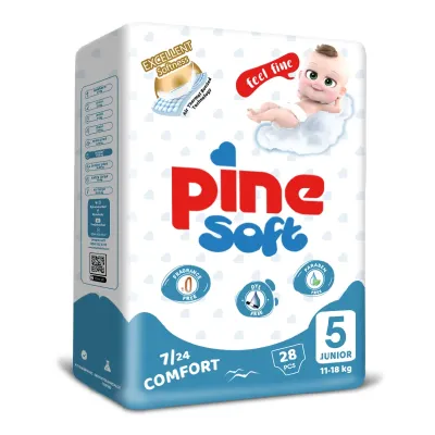 Scutece junior Soft, 11-18 kg, 28 bucati, PINE 