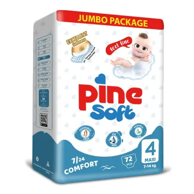Scutece maxi Soft, 7-14 kg, 72 bucati, PINE 