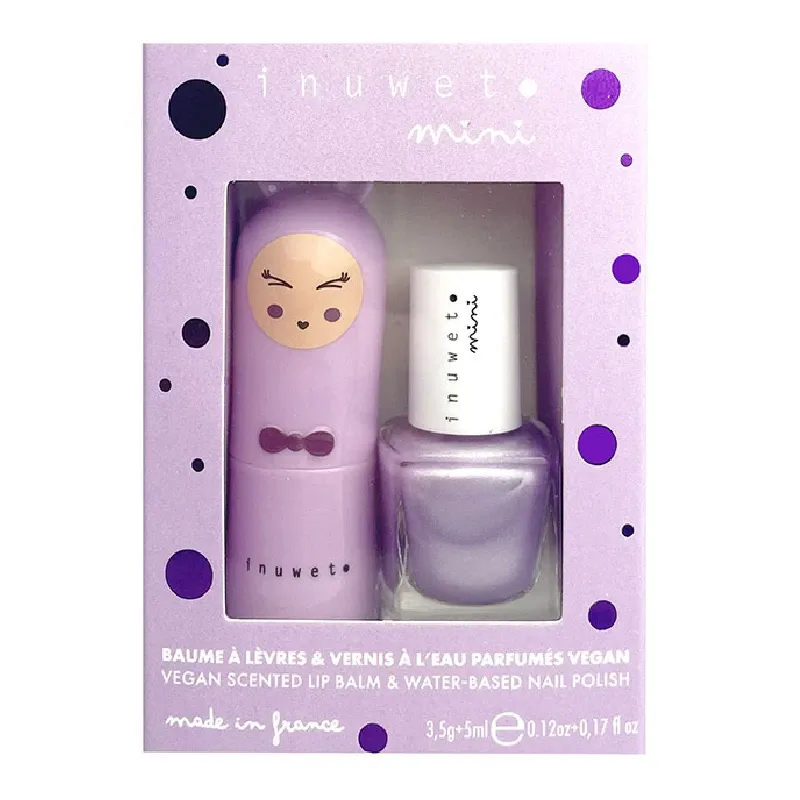 Set copii Balsam de buze cu parfum de bezea & oja cu parfum de coacaze