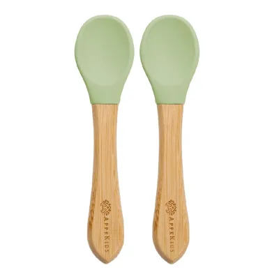Set lingurite din bambus, 6 luni+, Raw Green, Appekids