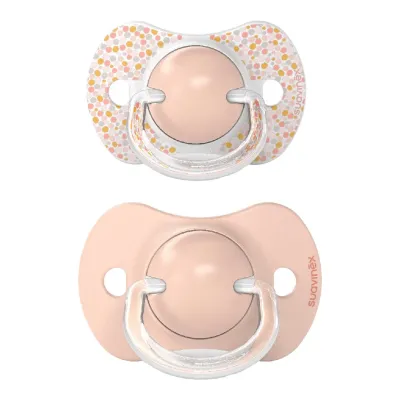 Suzeta fiziologica din silicon Dreams, 6-18 luni, piersica, 2 bucati, Suavinex