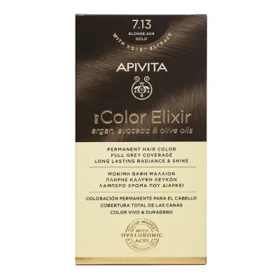 Vopsea de par My Color Elixir, Blonde Ash Gold N7.13, 155 ml, Apivita